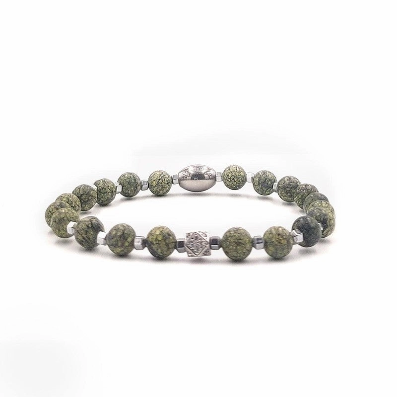 Chrysostomos Handmade Bracelet with Natural Mineral Stones of Green Agate