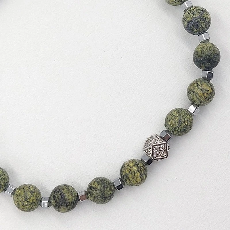 Chrysostomos Handmade Bracelet with Natural Mineral Stones of Green Agate