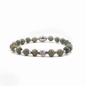 Chrysostomos Handmade Bracelet with Natural Mineral Stones of Green Agate