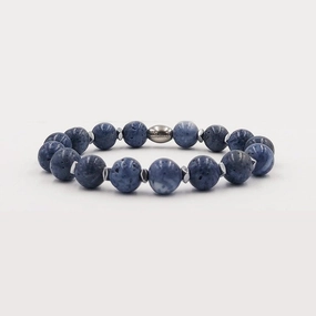 Chrysostomos Handmade Bracelet with Natural Mineral Stones of Light Blue Agate