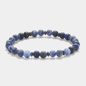 Chrysostomos Handmade Bracelet with Natural Mineral Stones of Matte Sodalite