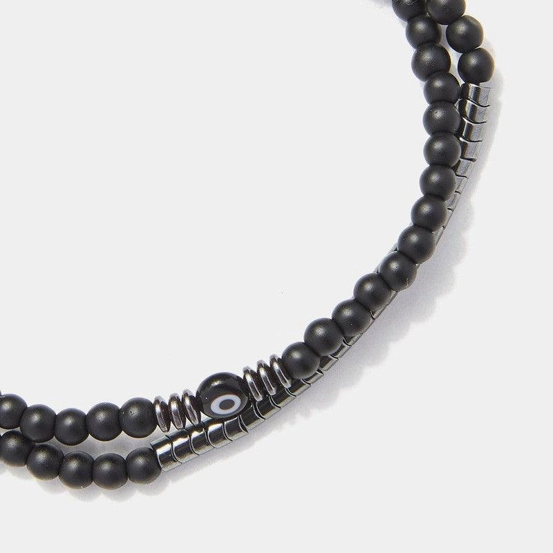 Chrysostomos Handmade Double Bracelet with Onyx & Agate
