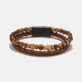 Chrysostomos Handmade Leather Bracelet with Tigera??s Eye