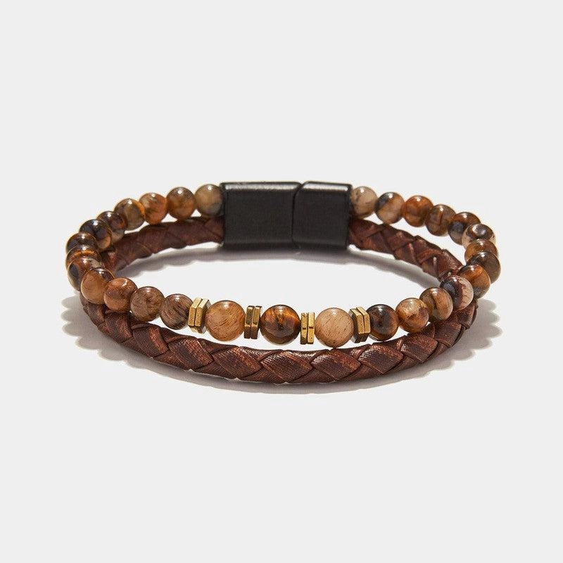 Chrysostomos Handmade Leather Bracelet with Tigera??s Eye