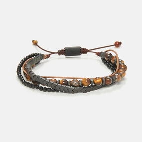 Chrysostomos Handmade Multi-Line Bracelet with Tigera??s Eye