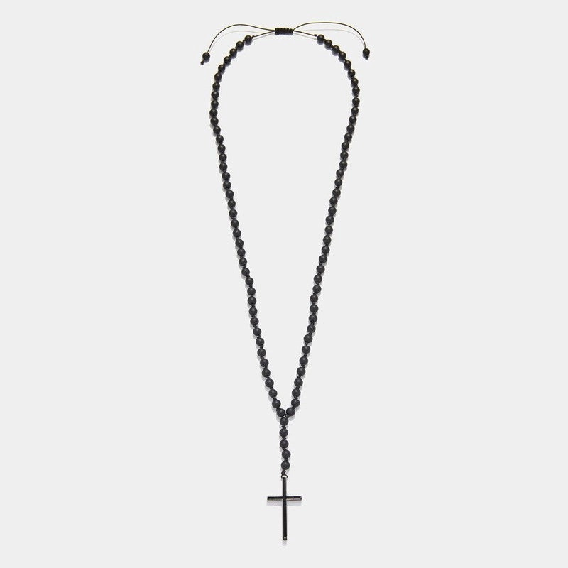 Chrysostomos Handmade Rosary Necklace with Onyx