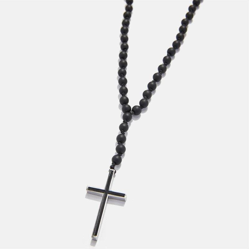Chrysostomos Handmade Rosary Necklace with Onyx