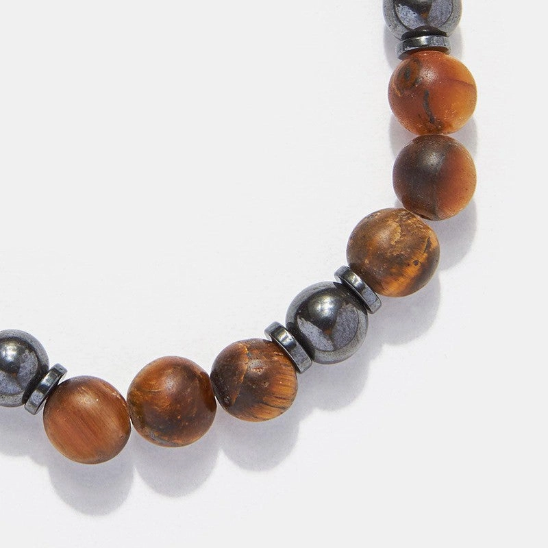 Chrysostomos Kids Bracelet Handmade with Natural Matte tigers eye Mineral Stones