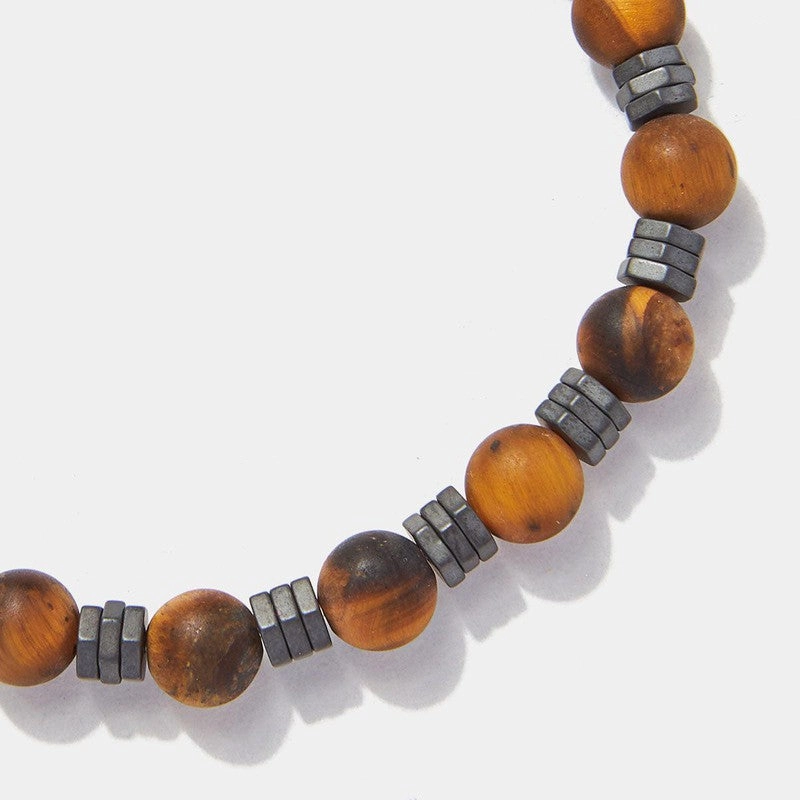 Chrysostomos Kids Bracelet with Natural Mineral Stones of Matte eye of tiger