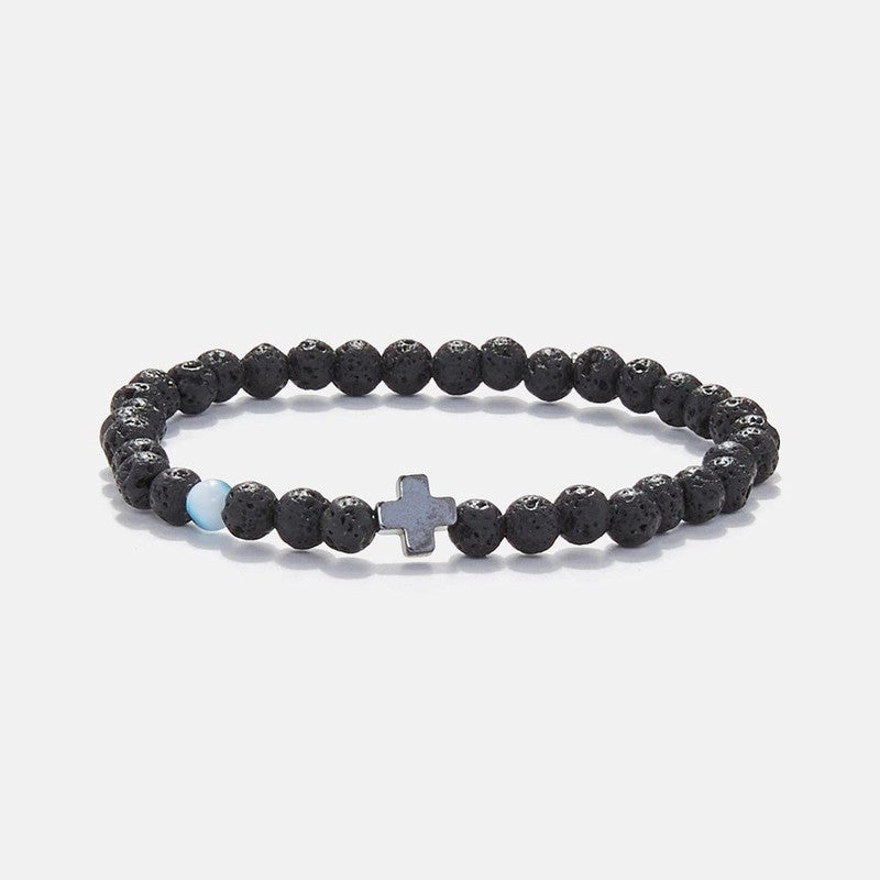 Chrysostomos Kids Handmade Bracelet with Black Lava & Hematite