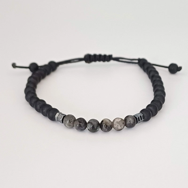 Chrysostomos Kids Handmade Bracelet with Grey Agate & Hematite Grommet