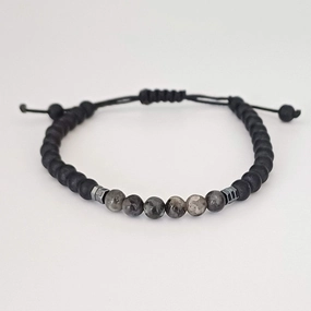 Chrysostomos Kids Handmade Bracelet with Grey Agate & Hematite Grommet