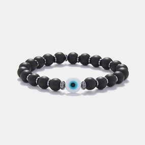 Chrysostomos Kids Handmade Bracelet with Onyx Stones & Flat Hematite