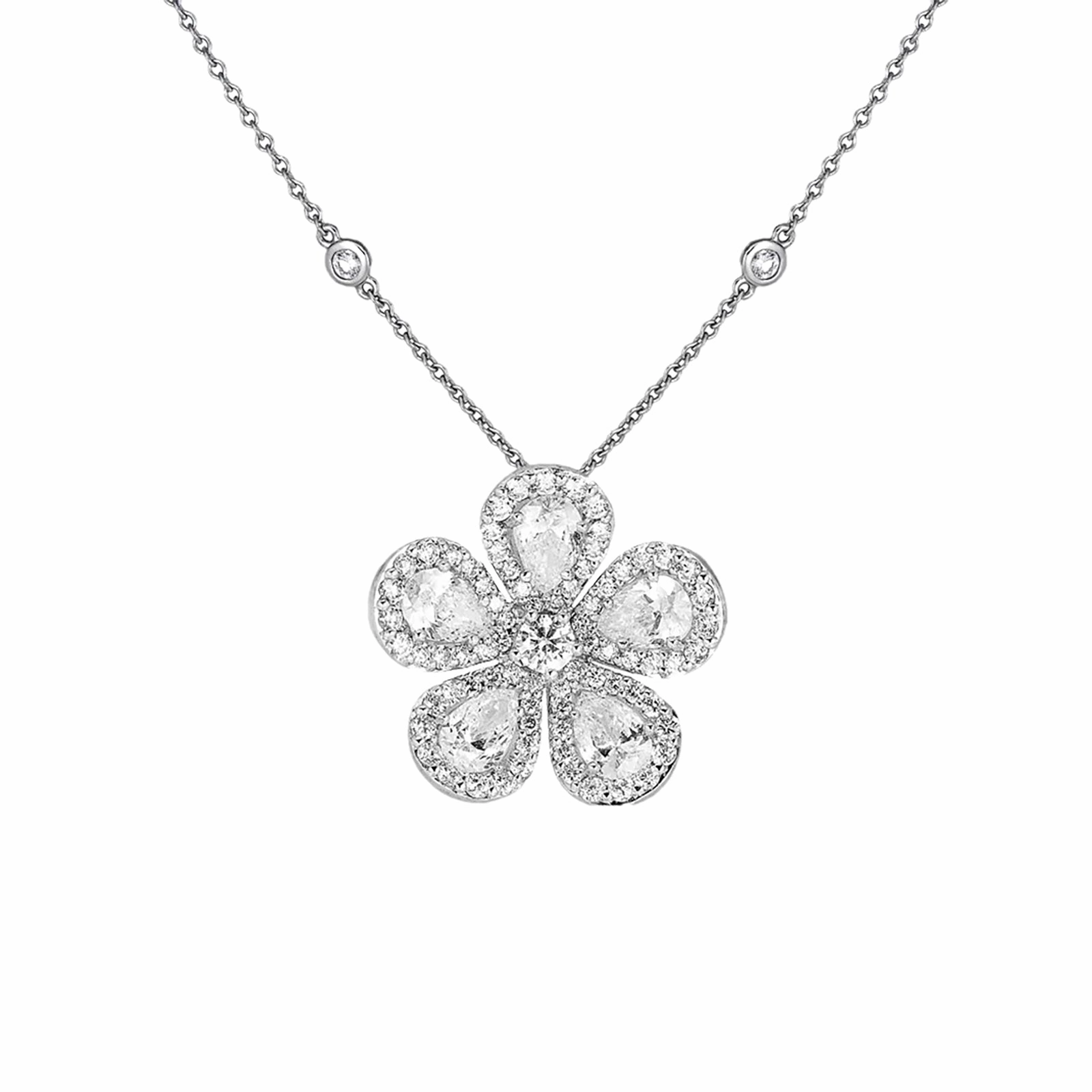 Classic Flower Necklace with Diamonds