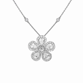 Classic Flower Necklace with Diamonds