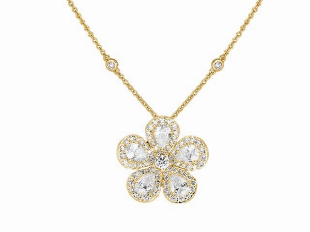 Classic Flower Necklace with Diamonds