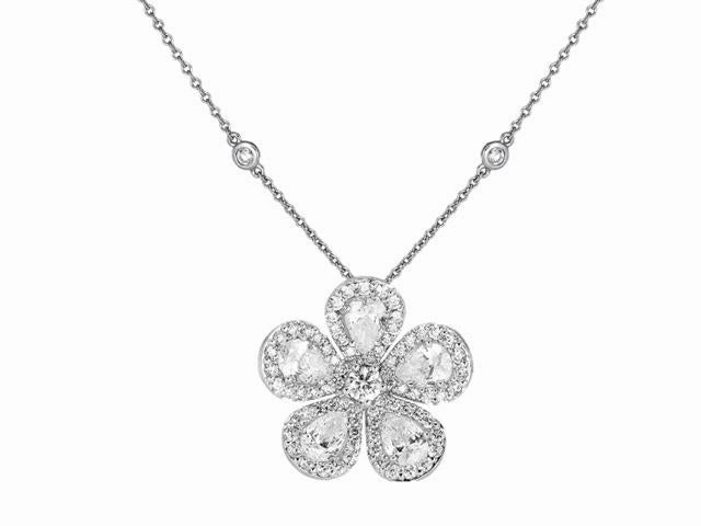 Classic Flower Necklace with Diamonds