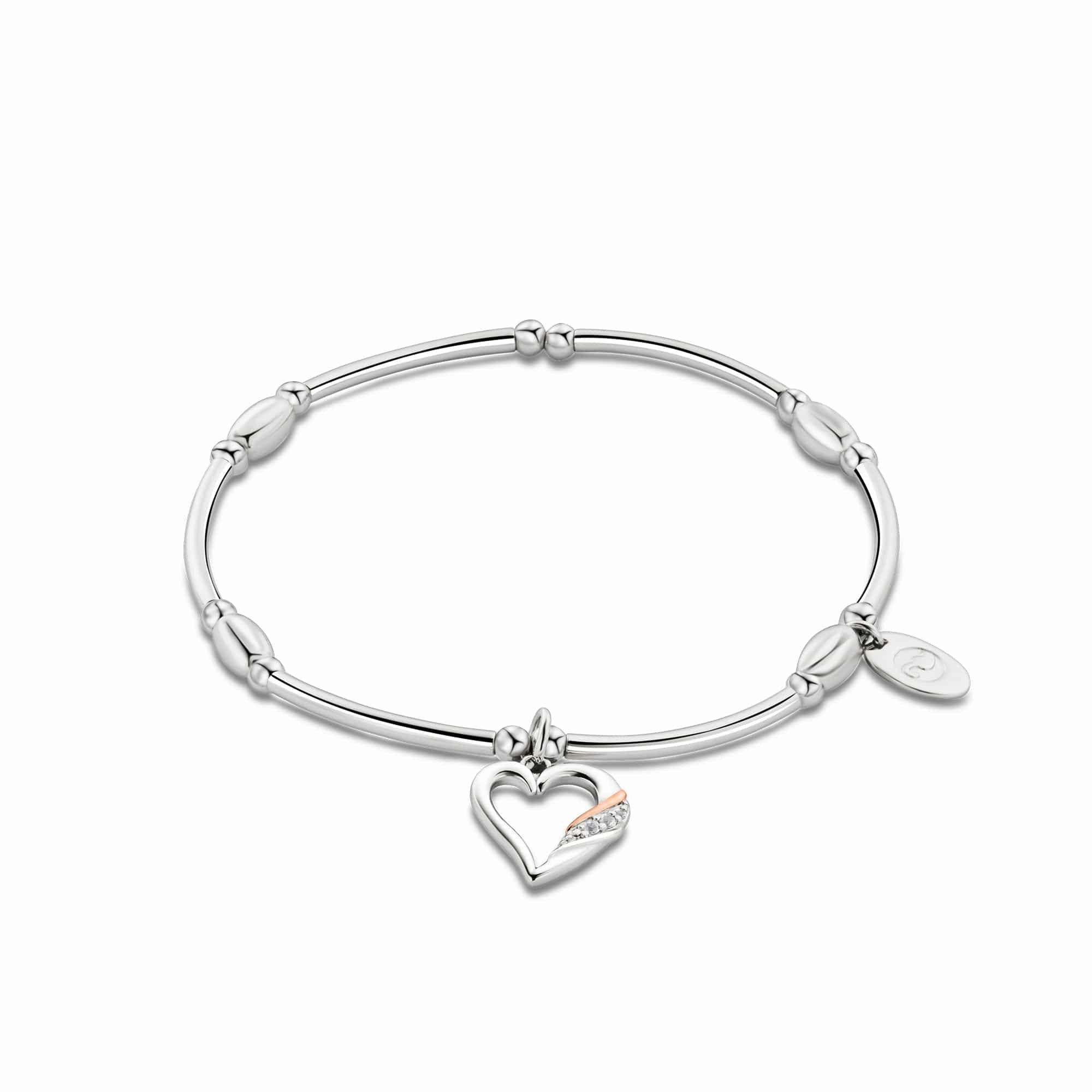 Clogau Past Present Future Heart Affinity Bracelet White Topaz Sterling Silver