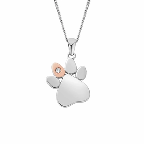 Clogau Paw Prints Sterling Silver and White Topaz pendant