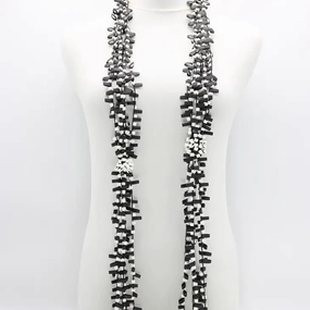 CROCHETED WOODEN BEADS AND RUBBER 5 STRAND