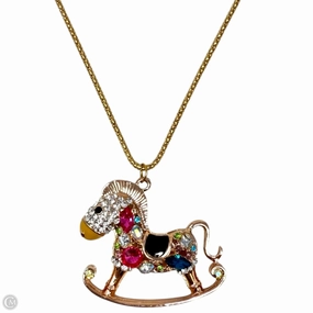 Crystal Rocking Horse Pendant Necklace By Betsey Johnson