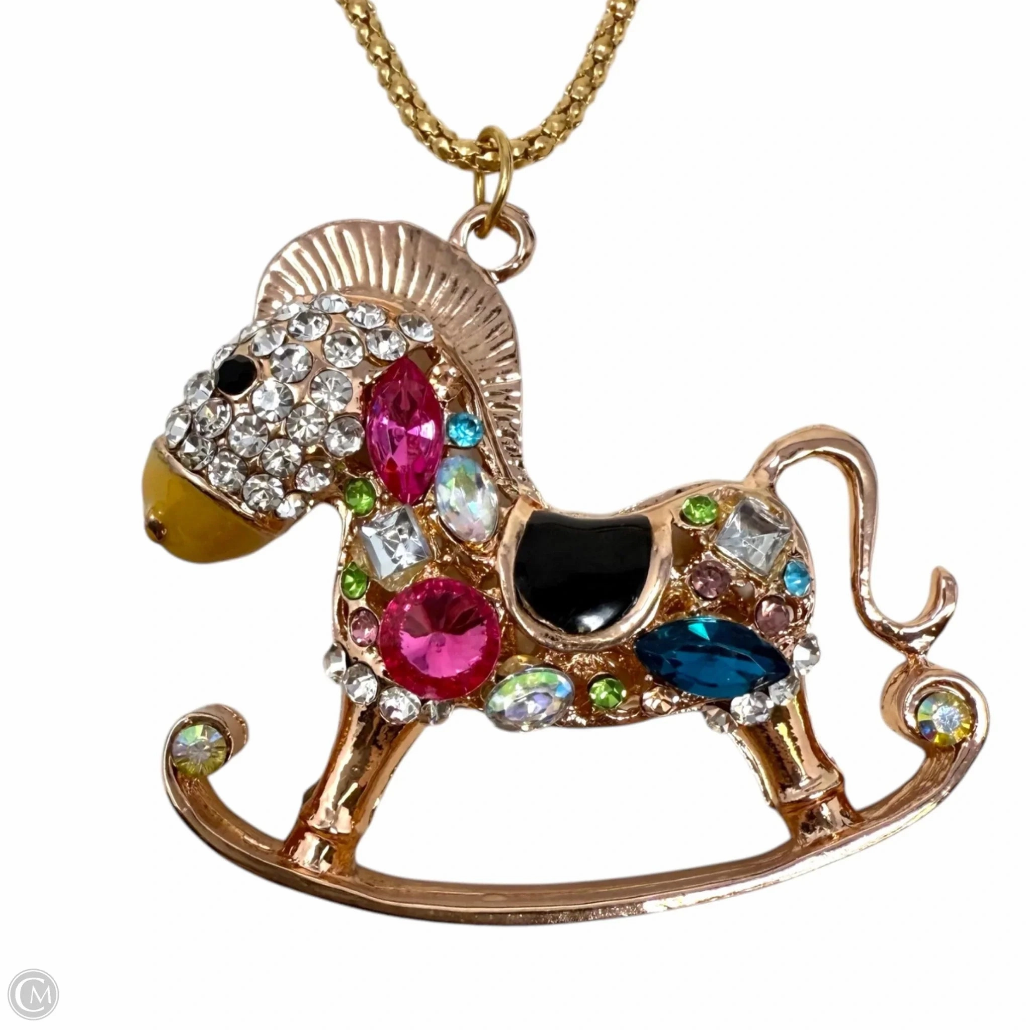 Crystal Rocking Horse Pendant Necklace By Betsey Johnson