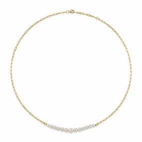 Cultured Pearl Paperclip Link Necklace