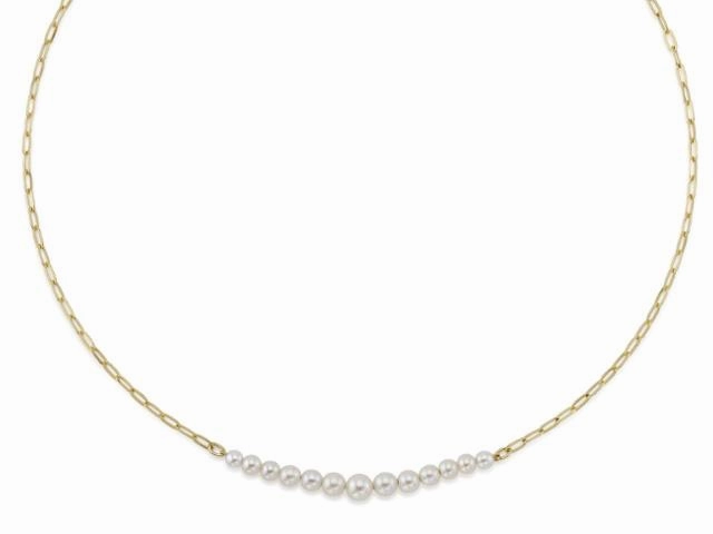 Cultured Pearl Paperclip Link Necklace