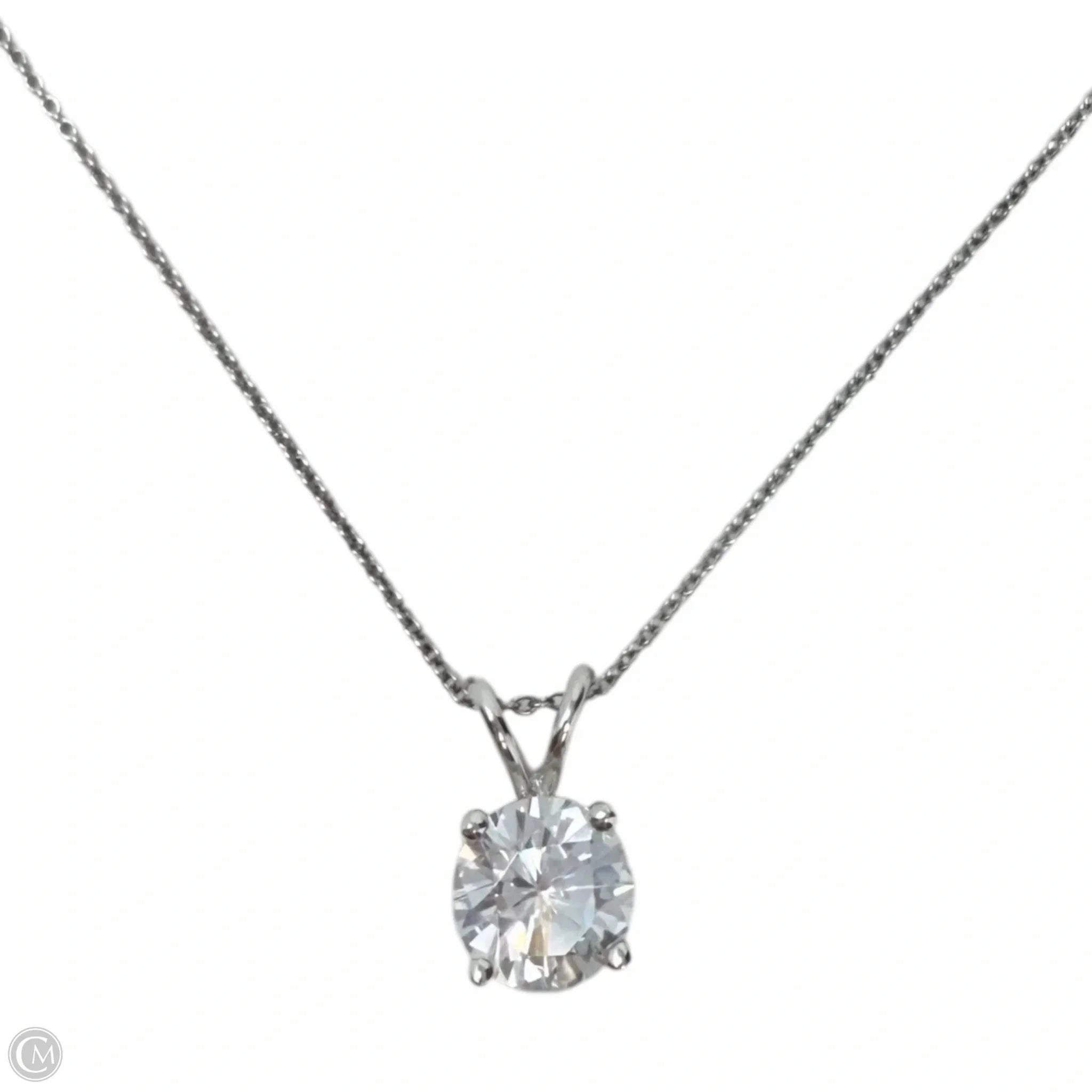 CZ Sterling Silver Solitaire Pendant Necklace By Unbranded
