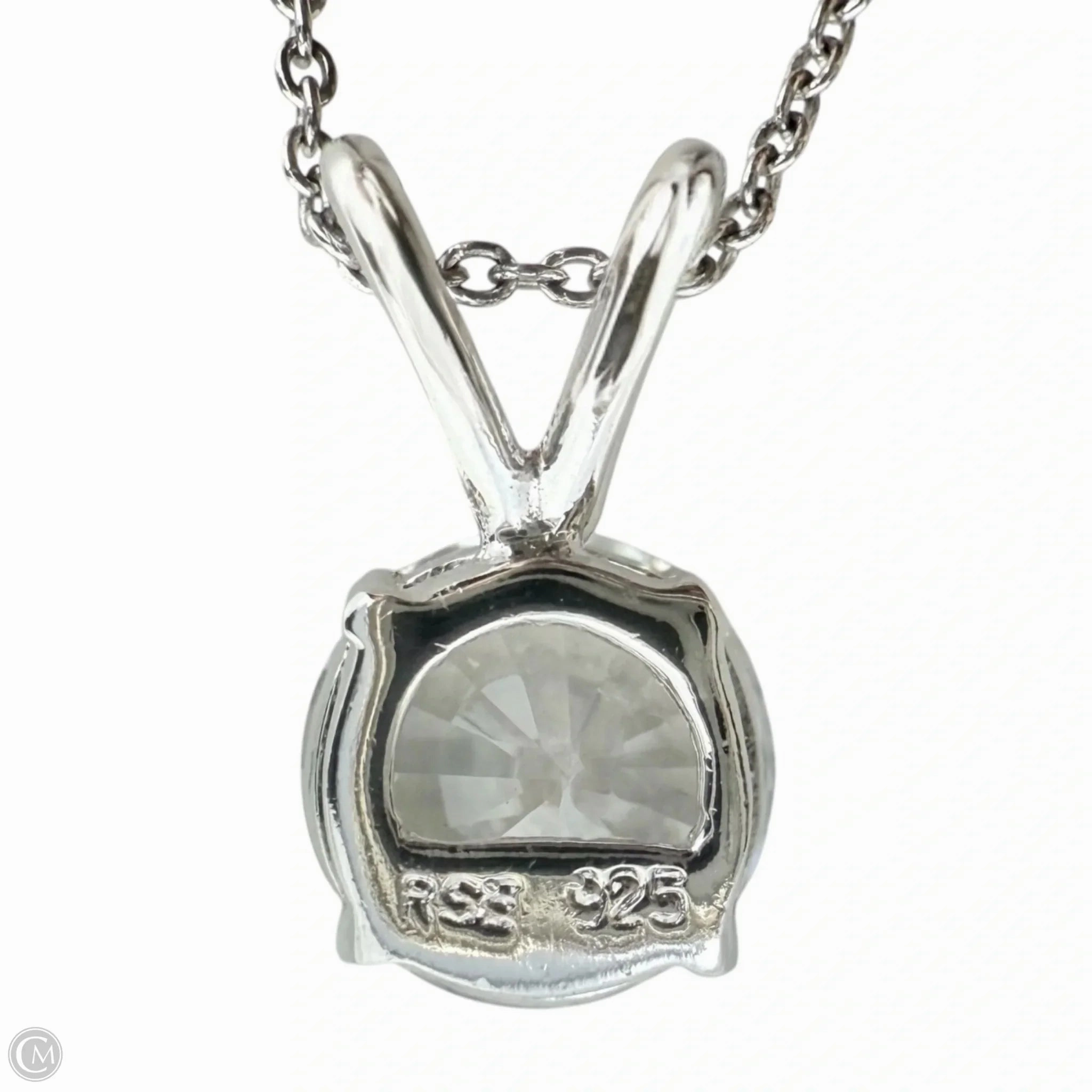 CZ Sterling Silver Solitaire Pendant Necklace By Unbranded
