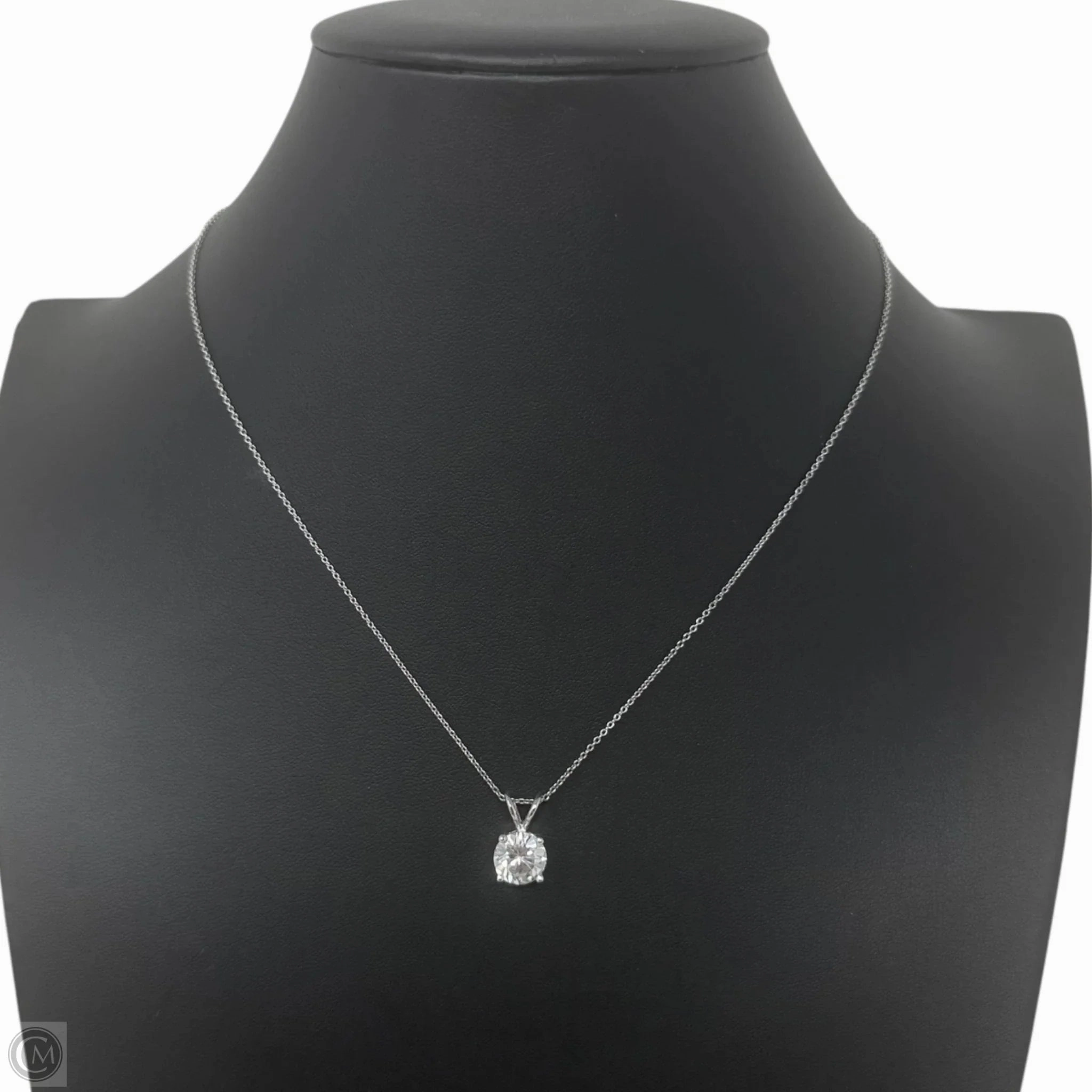 CZ Sterling Silver Solitaire Pendant Necklace By Unbranded