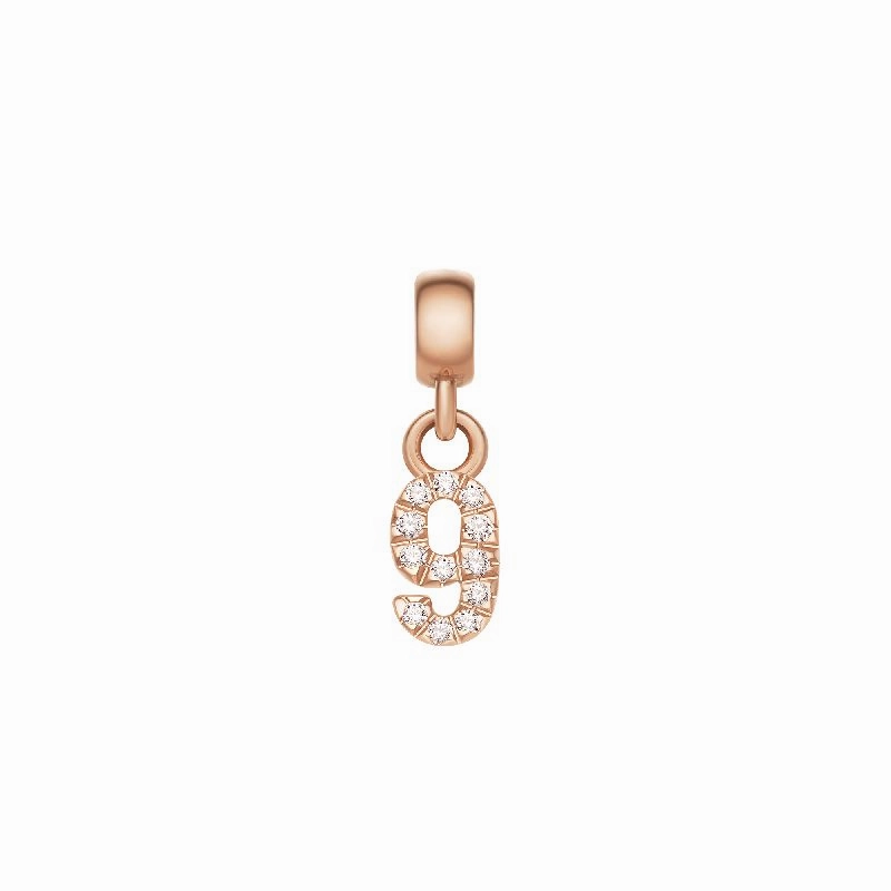 Daniel Wellington Crystal Number 9 Charm Rose Gold