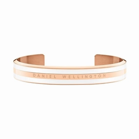 Daniel Wellington Emalie Cuff Bangle Satin White Rose Gold