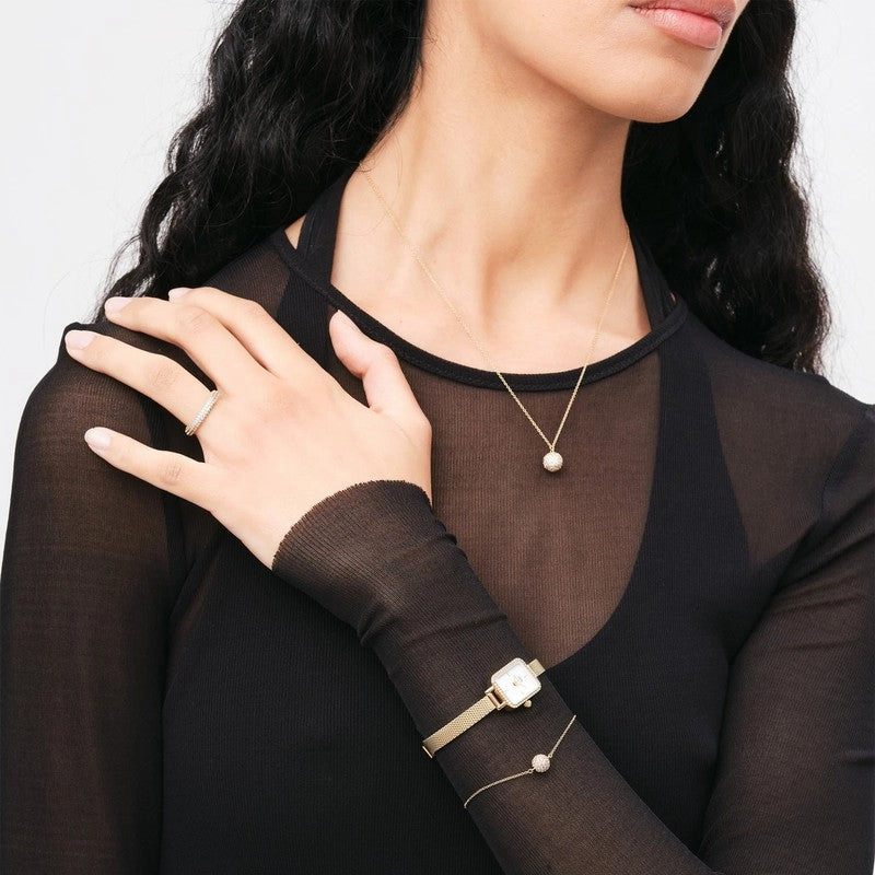 Daniel Wellington Pave Crystal Pendant Bracelet Gold