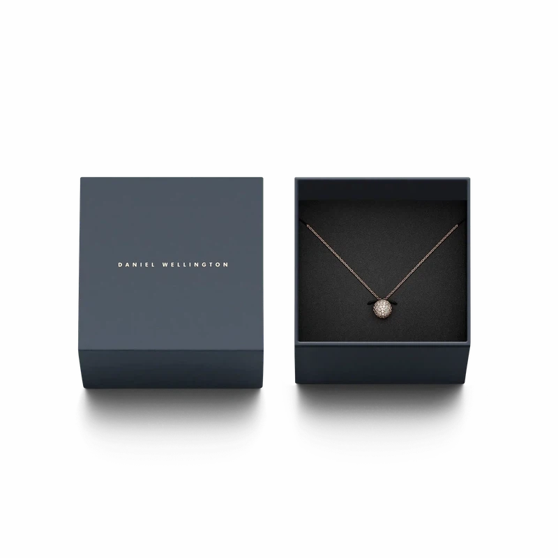 Daniel Wellington Pave Crystal Pendant Necklace Rose Gold