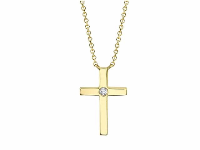 Diamond Bezel Cross Necklace