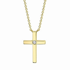 Diamond Bezel Cross Necklace