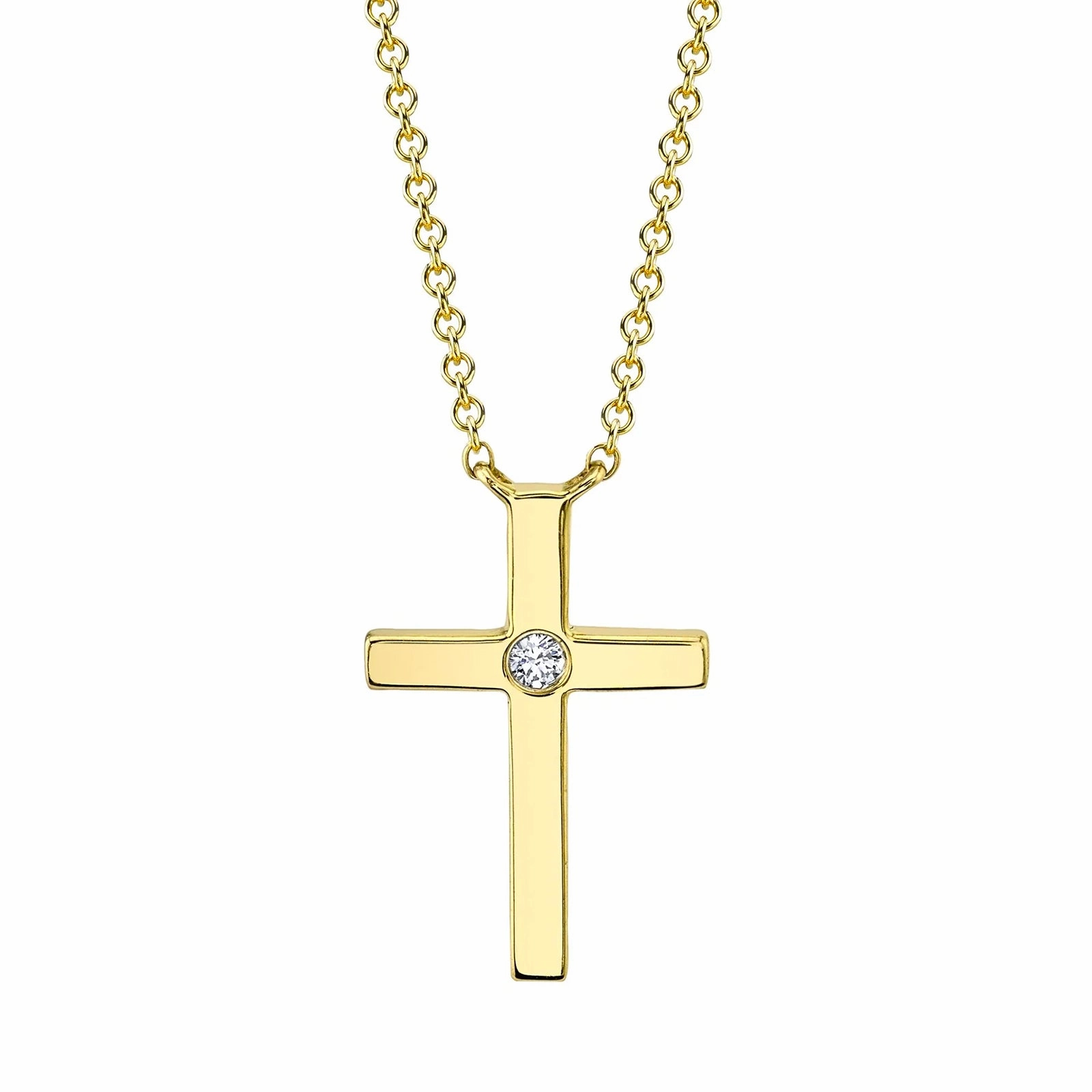 Diamond Bezel Cross Necklace