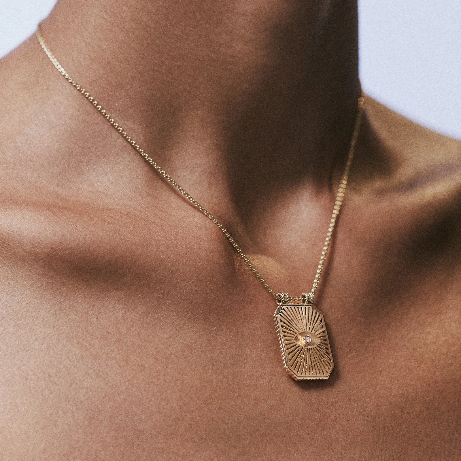 Diamond Evil Eye Scapular Pendant