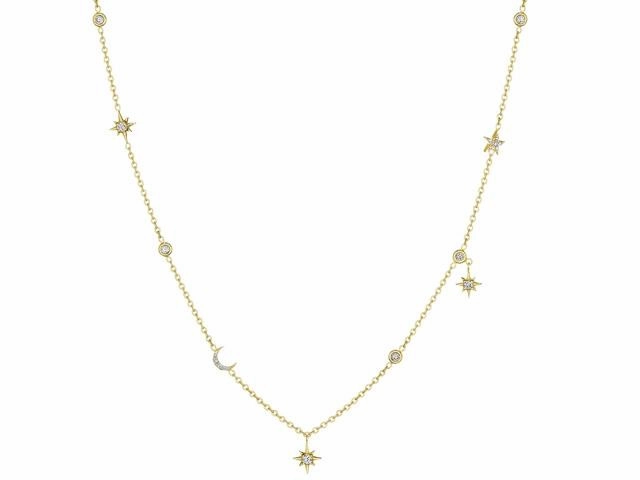 Diamond Hanging Star and Moon Eyegla Chain
