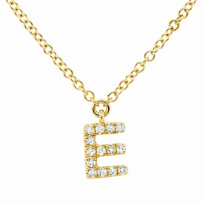 Diamond Initial Pendant - Letter E