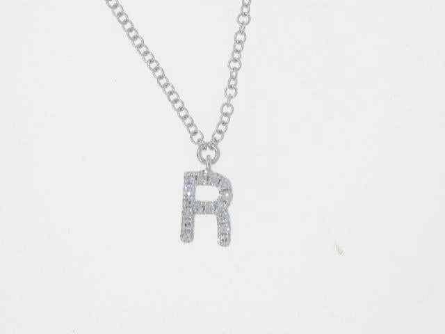 Diamond Initial Pendant - Letter R