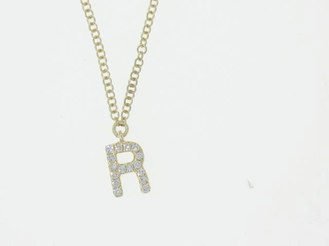Diamond Initial Pendant - Letter R