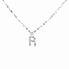 Diamond Initial Pendant - Letter R