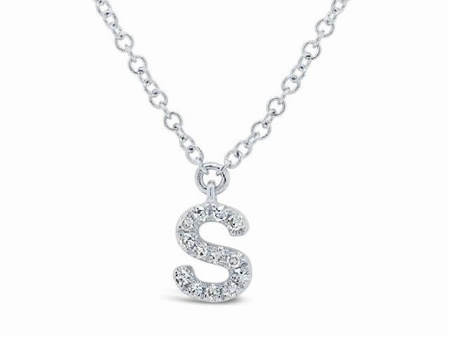 Diamond Initial Pendant - Letter S