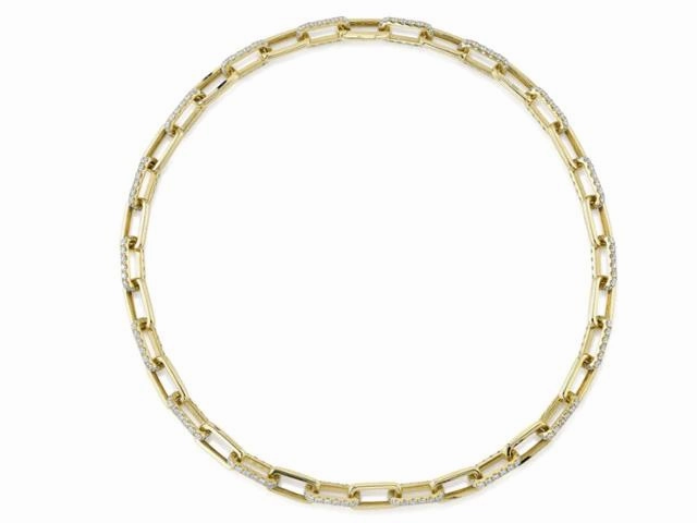 Diamond Paper Clip Link Necklace