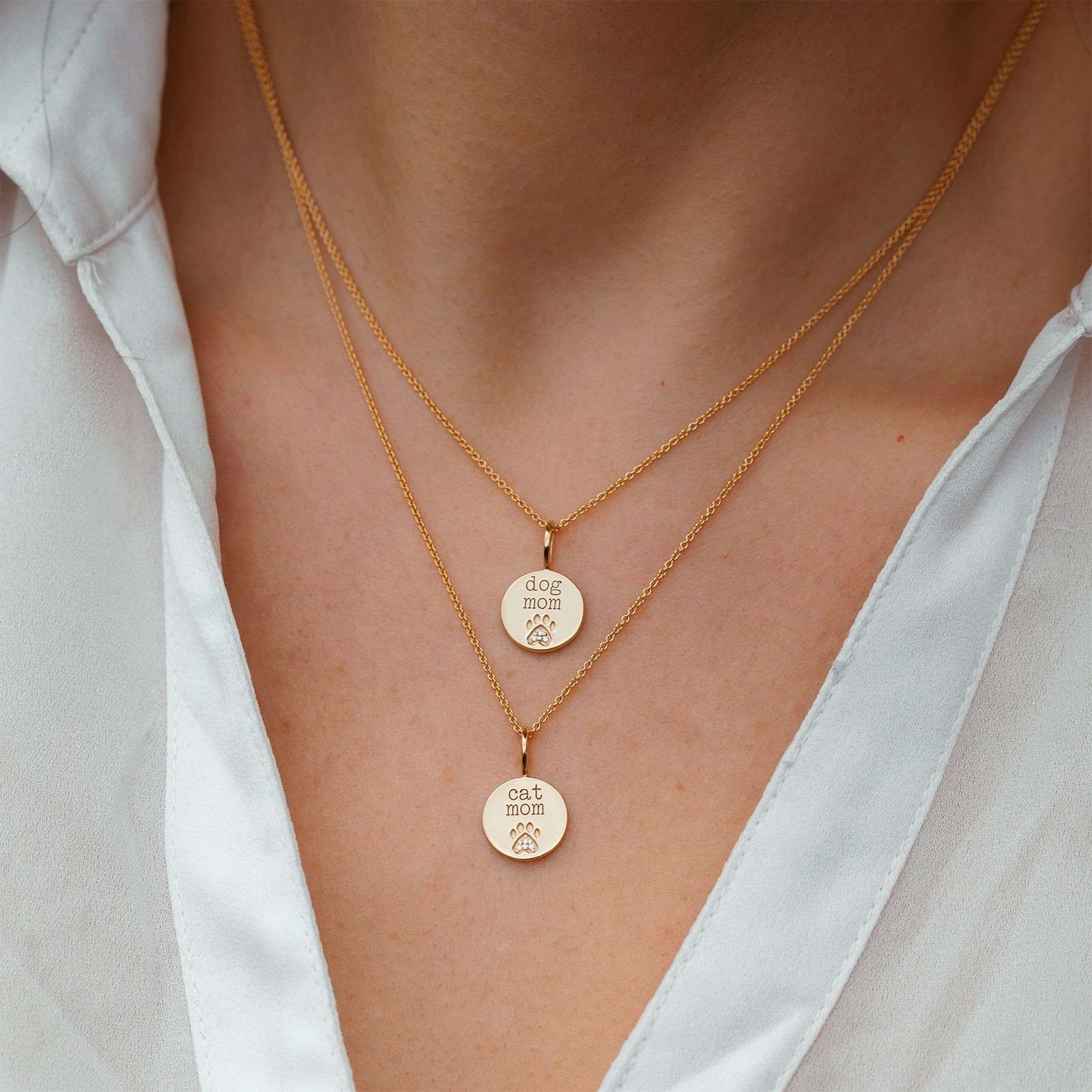 Dog Mom Paw Print Pendant with Diamonds