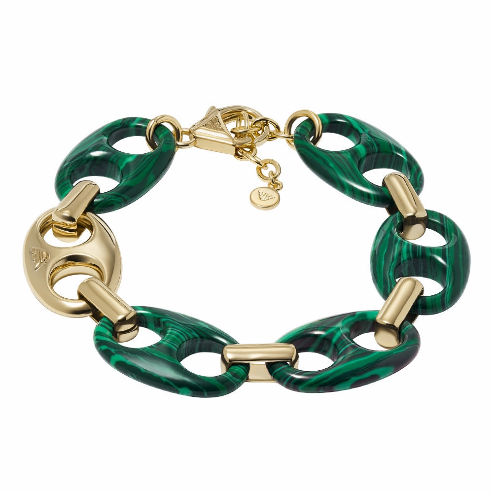 Emporio Armani Gold Plated Brass Reconstituted Malachite Bracelet