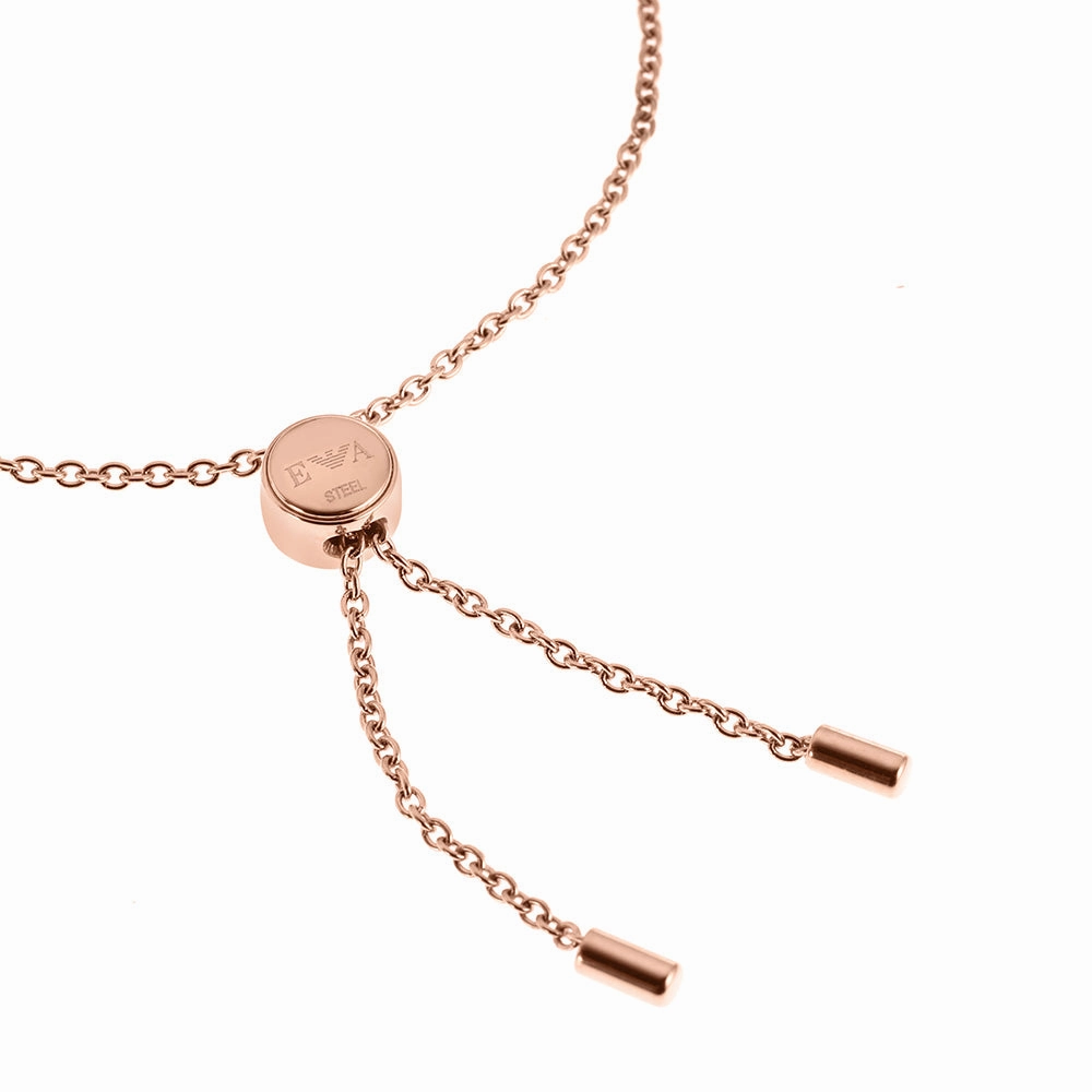 Emporio Armani Rose Gold Plated Stainless Steel Black Lacquer Components  Bracelet