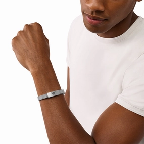 Emporio Armani Silver-Plated Stainless-Steel Logo Mesh Bracelet
